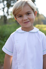 Henry Shirt Short Sleeve in Blue Bitty Dot Pique