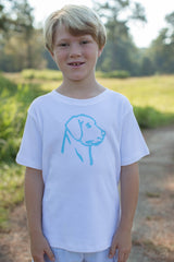 Boy Tee Short Sleeve White with Vinyl Dog Head