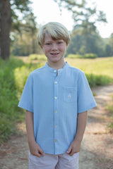 Tyson Shirt Short Sleeve in Blue Gauze