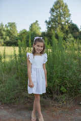 Hannah Pinafore Dress w/ Ruffles in Vintage Posy
