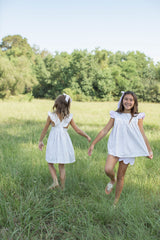 Hannah Pinafore Dress w/ Ruffles in Vintage Posy