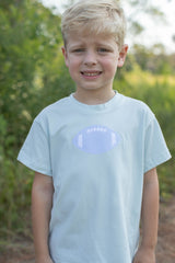 Boy Tee Short Sleeve Premium in Light Blue Knit with Football