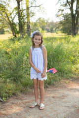Spencer Scalloped Shorts in Bitty Dot Royal Pique