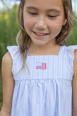 Mimi Top in Blue & White Dress Stripe
