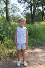 Micah Shirt in Blue Truck Toile