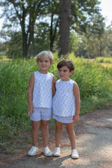 Micah Shirt in Blue Truck Toile