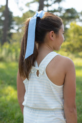 Pixie Knit Romper Premium in Baby Blue Stripe Knit