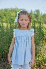 Greer Top in Blue Gauze