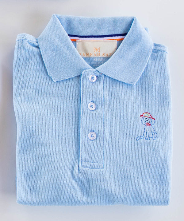 Boy Polo Long Sleeve Light Blue with Dalmatian Blue