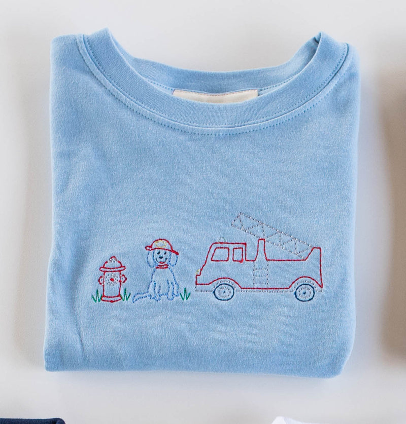 Boy Tee Long Sleeve Sky Blue w/ Rescue Pals Blue