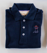 Boy Polo Long Sleeve Navy with Dalmatian White