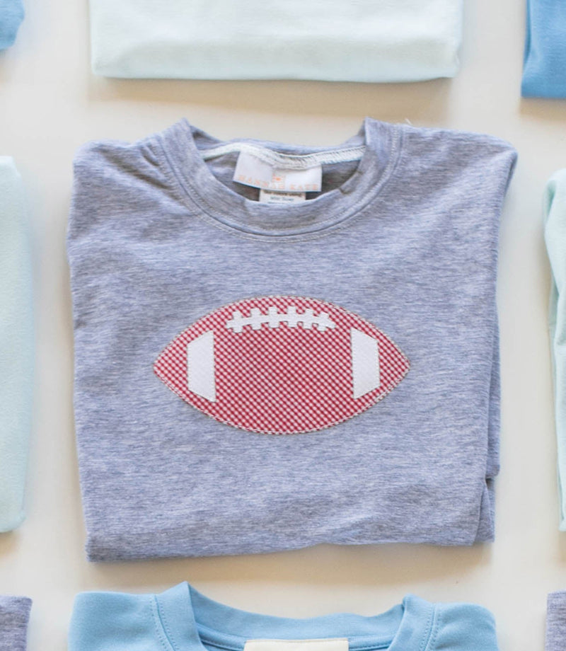 Boy Tee Long Sleeve Basic in Grey Knit w/ Football