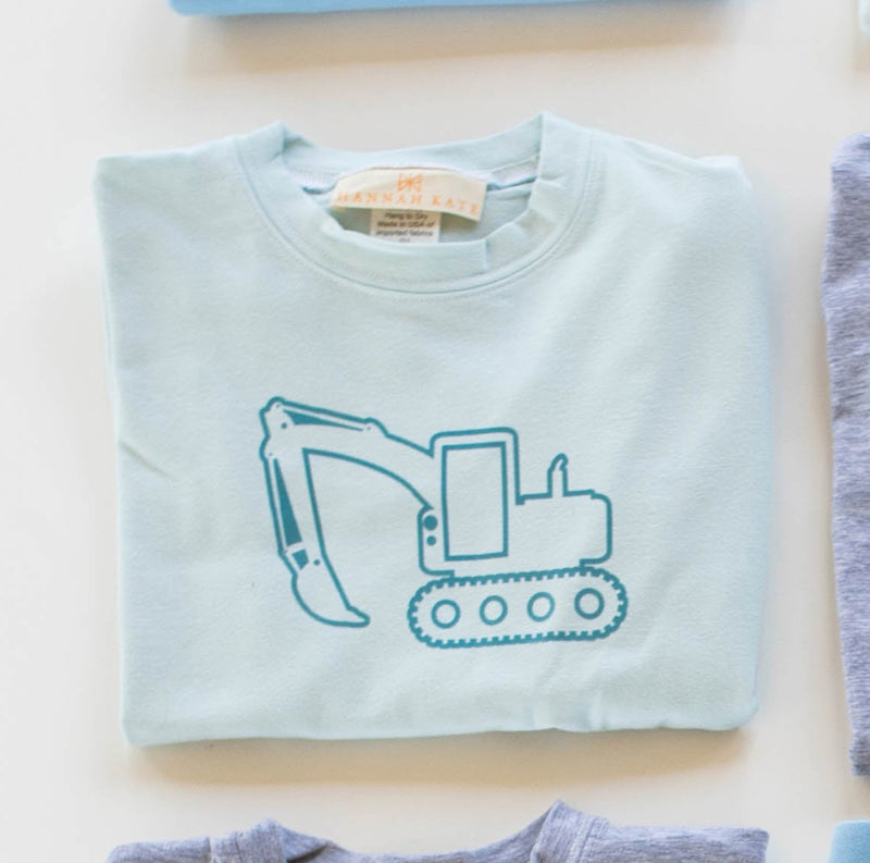 Boy Tee Long Sleeve Premium in Light Blue Knit w/ Front Loader