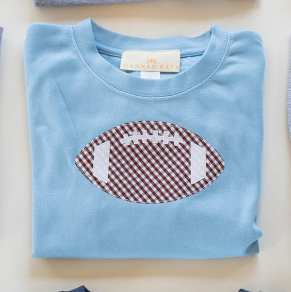 Boy Tee Long Sleeve Sky Blue w/ Football