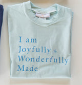 Boy Tee Long Sleeve Premium in Light Blue Knit w/ Joyfully + Wonderfully Made
