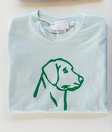 Boy Tee Long Sleeve Premium in Light Blue Knit w/ Vinyl Dog Head