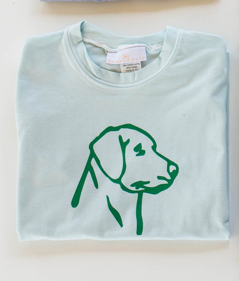 Boy Tee Long Sleeve Premium in Light Blue Knit w/ Vinyl Dog Head