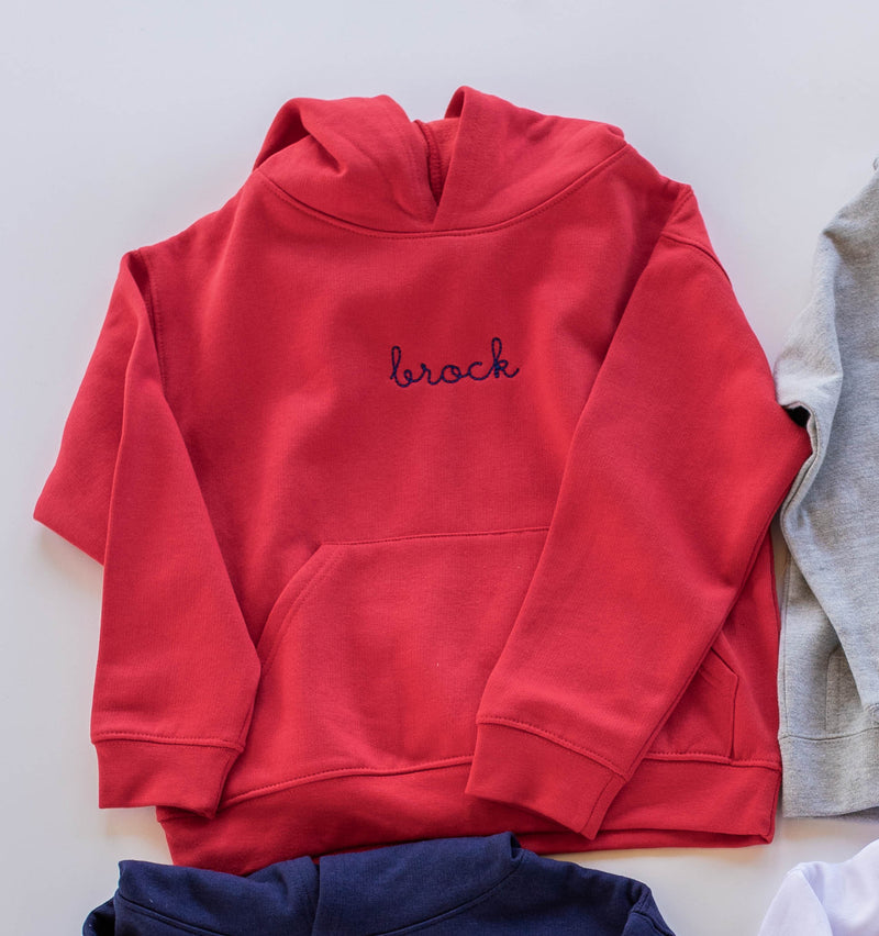 Fleece Hoodie Red w/ Handwritten Name