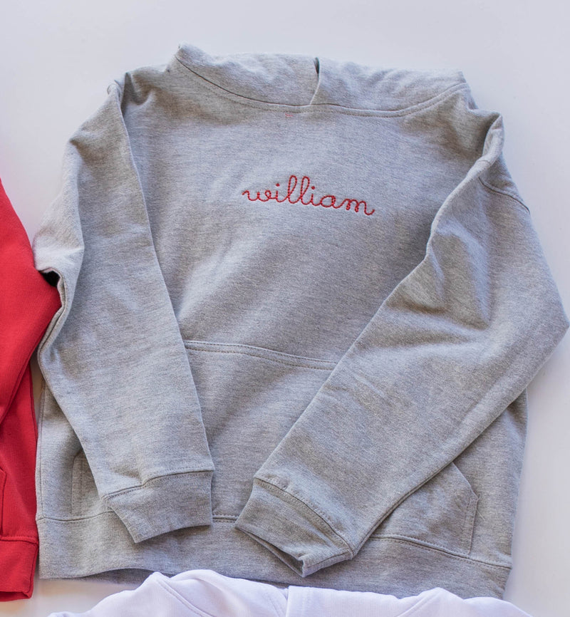 Fleece Hoodie Grey w/ Handwritten Name