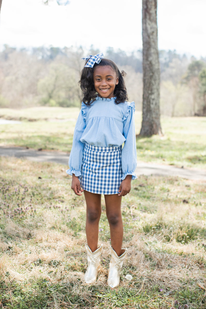 Sadie Skort in Kitchen Windowpane Blue