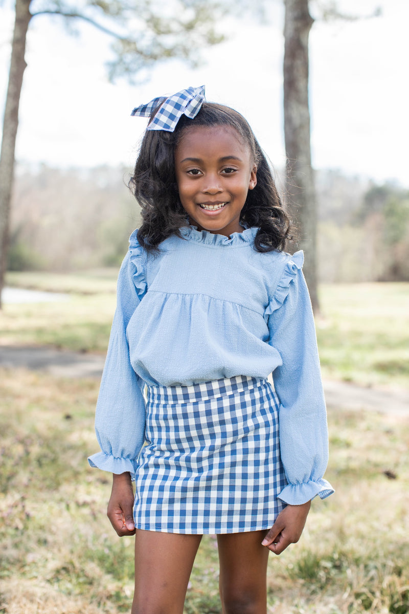 Sadie Skort in Kitchen Windowpane Blue