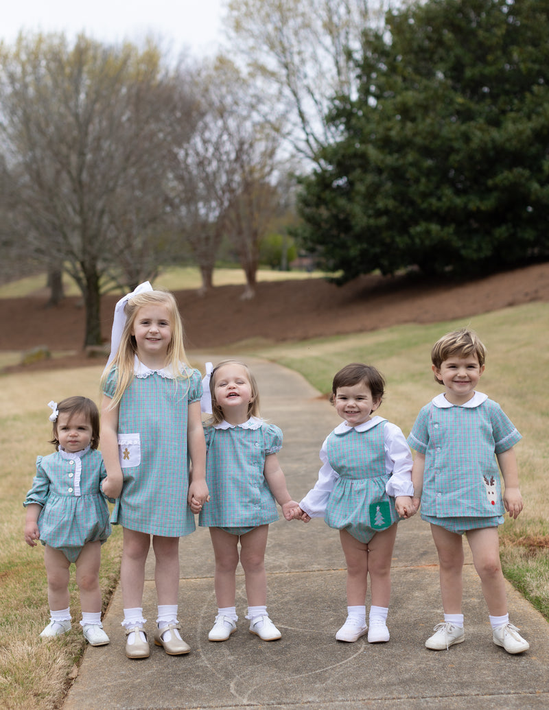 Olivia Apron Dress in Christmas Plaid