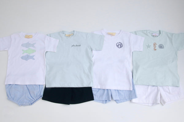 Boy Tee Premium in Light Blue Knit w/ Sea Life Trio